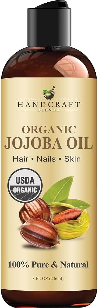 Handcraft Blends USDA Organic Jojoba Oil | Cold-Pressed | 8 Fl Oz | 100% Pure & Natural | for Hair, Skin & Face | Premium Grade Carrier Oil | for Massage & Aromatherapy | Hexane-Free - Product Image