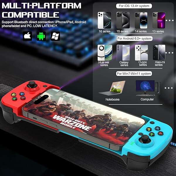 arVin Wireless Gamepad Controller for iPhone iOS Android PC with Back Button, Mobile Gaming Controller for iPhone 15/14/13/12/11, iPad, MacBook, Samsung Galaxy S23/S22/S21, TCL, Tablet, CODM, Genshin - Image 2