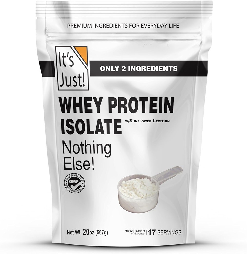 It's Just! - Whey Protein Isolate, Ultra Premium Grass-Fed, Unflavored, Made in USA, Pure 90% Protein, Only 1g Carb, No Added Sugar (1.25 Pound) - Product Image