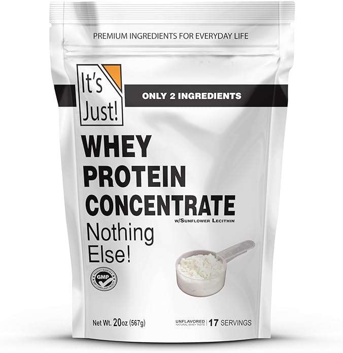 It's Just! - 100% Whey Protein Concentrate, Made in USA, No RBST/rBGH Hormones, Premium WPC-80, No Added Flavors or Artificial Sweeteners (1.25 Pound, Unflavored) - Image 1