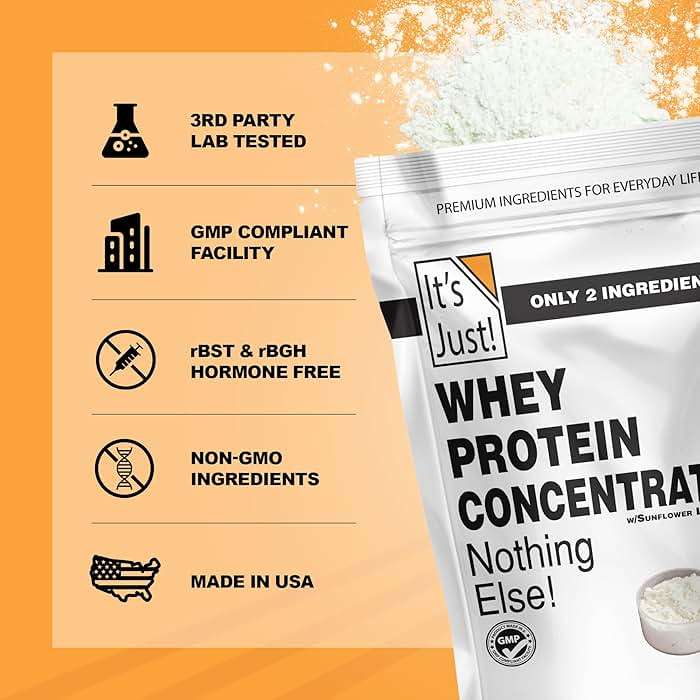 It's Just! - 100% Whey Protein Concentrate, Made in USA, No RBST/rBGH Hormones, Premium WPC-80, No Added Flavors or Artificial Sweeteners (1.25 Pound, Unflavored) - Image 4