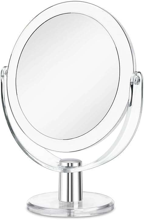 CLSEVXY Vanity Makeup Mirror with Stand, 1X/15X Magnification Double Sided 360 Degree Swivel, Portable Table Desk Counter top Magnifying Mirror, Tabletop Mirror for Bedroom or Dorm Room, 6.25 Inch - Image 1