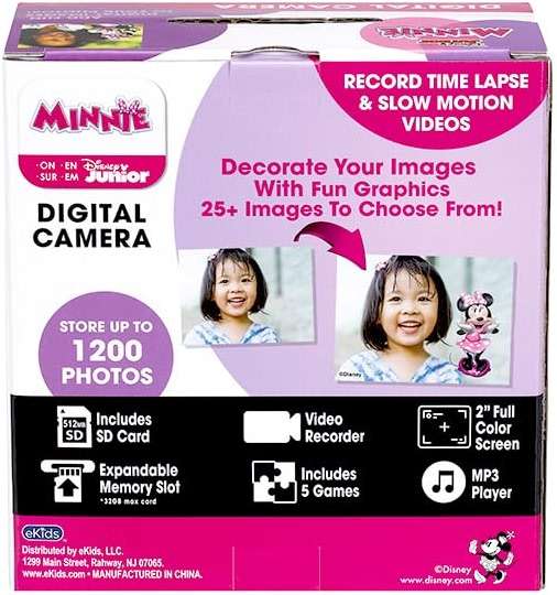 Minnie Mouse Kids Camera with SD Card, Digital Camera for Kids with Video Recording and Built-in Digital Stickers (Minnie) - Image 9