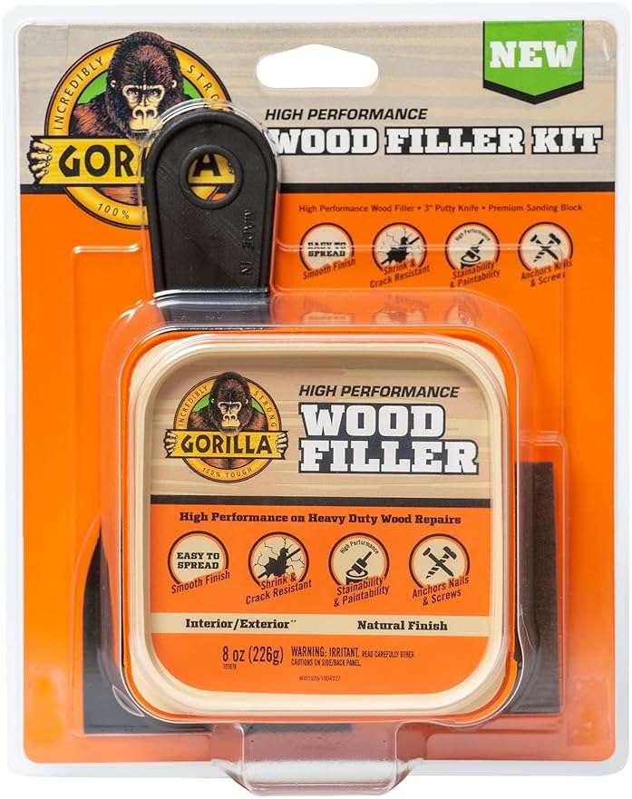 Gorilla All Purpose Wood Filler Wood Repair Kit with Putty Knife and Sanding Block - Image 1
