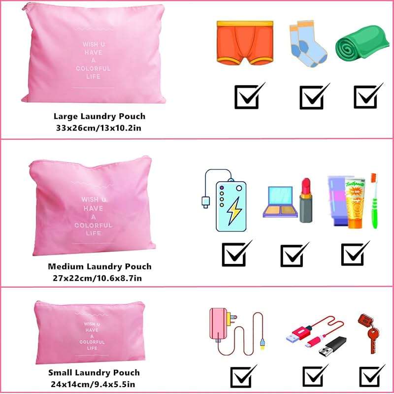 GUIFIER 6 Pack Packing Cubes for Suitcases, Luggage Organizer, Travel Bag Organizer Storage Bags, Travel Cubes Compression (Pink) - Image 3