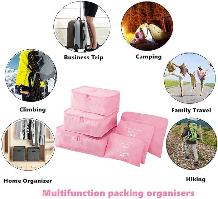 GUIFIER 6 Pack Packing Cubes for Suitcases, Luggage Organizer, Travel Bag Organizer Storage Bags, Travel Cubes Compression (Pink) - Image 6
