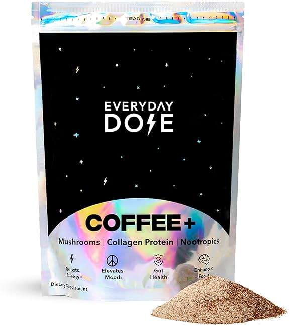 Everyday Dose Premium Adaptogenic Mushroom Coffee with Grass-Fed Collagen, Chaga, Lions Mane & L-Theanine for Better Focus, Energy, Digestion, Skin, and Immunity 30 Servings - Image 1