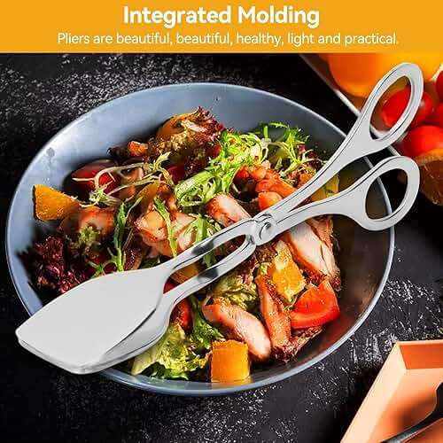 2 Pcs Tongs for Serving Food, Serving Tongs Stainless Steel Buffet Tongs Mini Tongs Bread Clip Food Tongs Scissors Shape Salad Steak Clip for Baking Barbecue Fried - Image 4