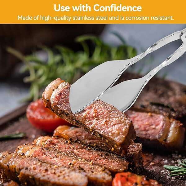 2 Pcs Tongs for Serving Food, Serving Tongs Stainless Steel Buffet Tongs Mini Tongs Bread Clip Food Tongs Scissors Shape Salad Steak Clip for Baking Barbecue Fried - Image 5