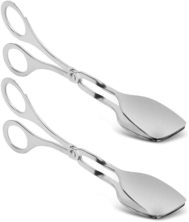 2 Pcs Tongs for Serving Food, Serving Tongs Stainless Steel Buffet Tongs Mini Tongs Bread Clip Food Tongs Scissors Shape Salad Steak Clip for Baking Barbecue Fried - Image 10