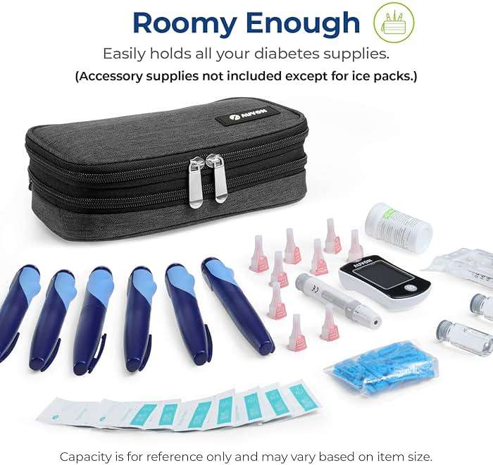 AUVON Expandable Insulin Cooler Travel Case with 2 × 180g Ice Packs, 10-12.5H Cooling Time for Flights & Road Trips, Portable Insulated Diabetic Cooler Bag for Insulin Pens & Essential Supplies - Image 5