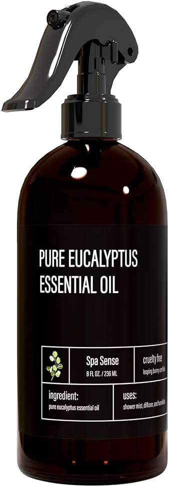 Spa Sense Pure Eucalyptus Oil Shower Mist and Steam Room Spray - 8 Ounce Premium Aromatherapy Eucalyptus Essential Oil Spray - Image 1