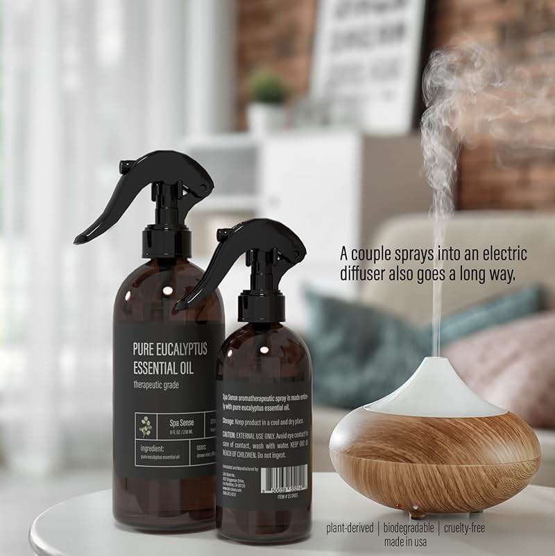 Spa Sense Pure Eucalyptus Oil Shower Mist and Steam Room Spray - 8 Ounce Premium Aromatherapy Eucalyptus Essential Oil Spray - Image 9