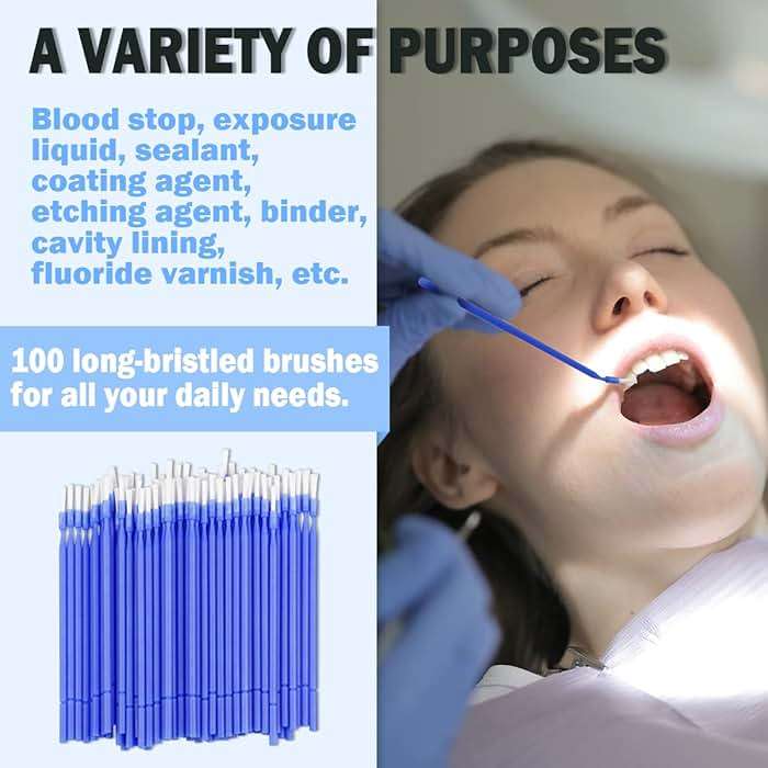 FERCAISH 100 Pcs Disposable Interdental Brush, 4 Colors Dental Micro Applicator Brush Micro Swabs Applicator - Oral Dental Hygiene Tooth Cleaning Tool - Image 5