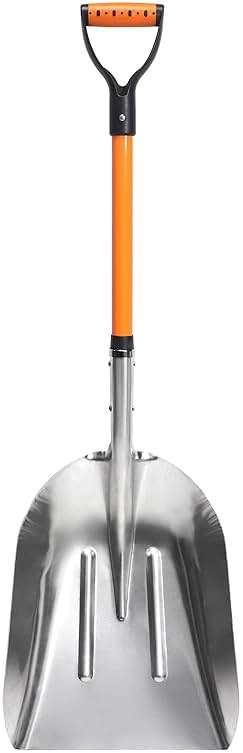VNIMTI Aluminum Snow Shovel with D Handle Metal Snow Shovel for Driveway 45Inches 3.7 Pounds Transfer Shovel Shovel for Gardening, Orange - Image 1