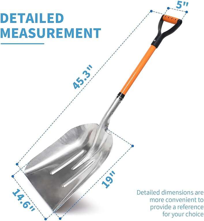 VNIMTI Aluminum Snow Shovel with D Handle Metal Snow Shovel for Driveway 45Inches 3.7 Pounds Transfer Shovel Shovel for Gardening, Orange - Image 3