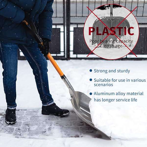 VNIMTI Aluminum Snow Shovel with D Handle Metal Snow Shovel for Driveway 45Inches 3.7 Pounds Transfer Shovel Shovel for Gardening, Orange - Image 4