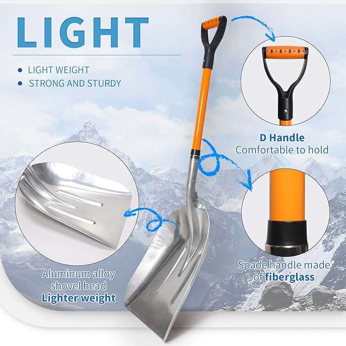 VNIMTI Aluminum Snow Shovel with D Handle Metal Snow Shovel for Driveway 45Inches 3.7 Pounds Transfer Shovel Shovel for Gardening, Orange - Image 8