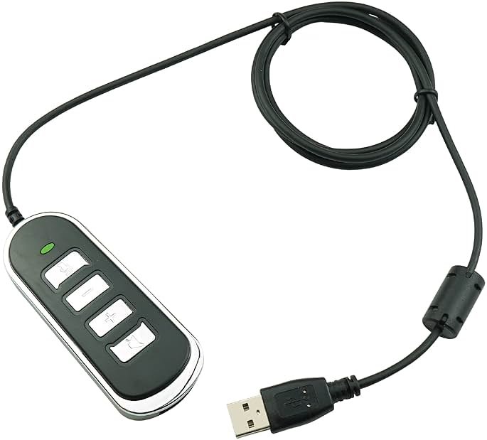 Adapter RJ9 Headset Desk Phone Connect To Coputer PC Laptop Mac Tablet Window Sofphones Devices Compatible With Plantronic Jabra Sennheiser Wireless DECT Headset With Inline Volume/Mute Control Button - Product Image