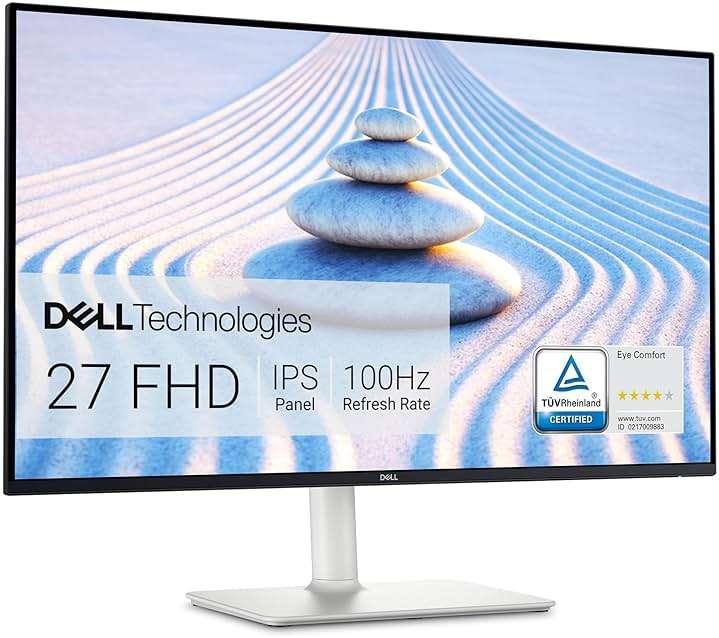 Dell S2725HS 27 Inch Monitor, FHD (1920x1080) Display, 100Hz Refresh Rate, 1500:1 Contrast Ratio, TÜV Rheinland Eye Comfort 4 Star, Integrated 2x5W Speaker, Height/Tilt/Swivel/Pivot- Ash White Color - Image 1