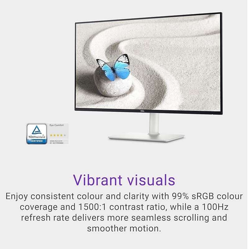 Dell S2725HS 27 Inch Monitor, FHD (1920x1080) Display, 100Hz Refresh Rate, 1500:1 Contrast Ratio, TÜV Rheinland Eye Comfort 4 Star, Integrated 2x5W Speaker, Height/Tilt/Swivel/Pivot- Ash White Color - Image 4