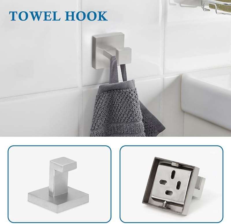 4-Piece Bathroom Hardware Accessories Set, Towel Bar Sets Include Towel Bar Towel Holder Toilet Paper Holder Towel Hook,16 inch Bath Accessories Kit, Brushed Nickel - Image 3