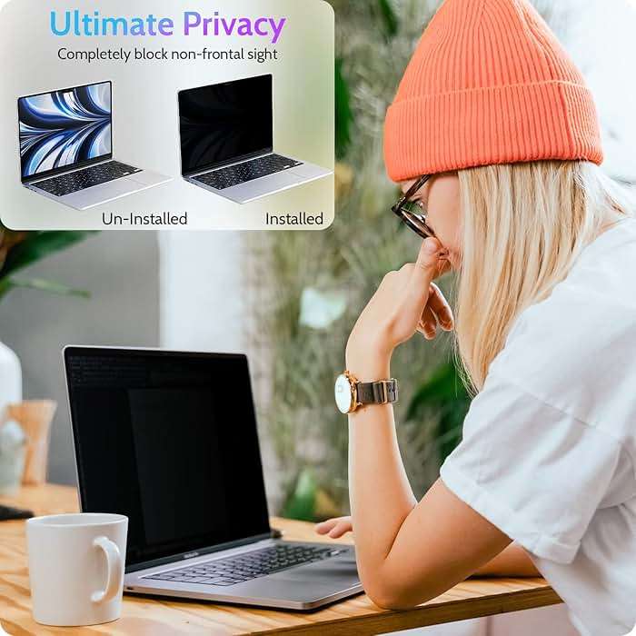Peslv Magnetic Privacy Screen for Macbook Air 13.6/13 Inch (2022-2026, M2, M3, M4, M5), Removable Matte Anti Glare Blue Light Protector Private Security Filter for 13.6inch Mac Laptop Computer - Image 2