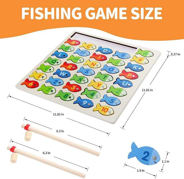 Diaodey Wooden Magnetic Fishing Game for Toddlers, Montessori Fine Motor Skills Toy with Letters and Numbers, Preschool Learning ABC and Puzzle Educational Toys Gift for 3 4 5+ Year Old Kids(2 Poles) - Image 3