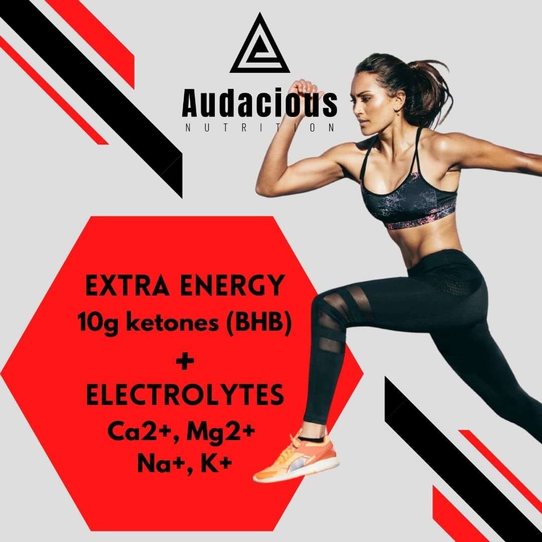 Audacious Nutrition KetoStart+ | Exogenous Ketones Powder with Electrolytes for Energy, Strength & Focus | with Caffeine | Raspberry Lemonade Flavor Electrolyte Powder (10x Ketones Drink Mix Packets) - Image 3