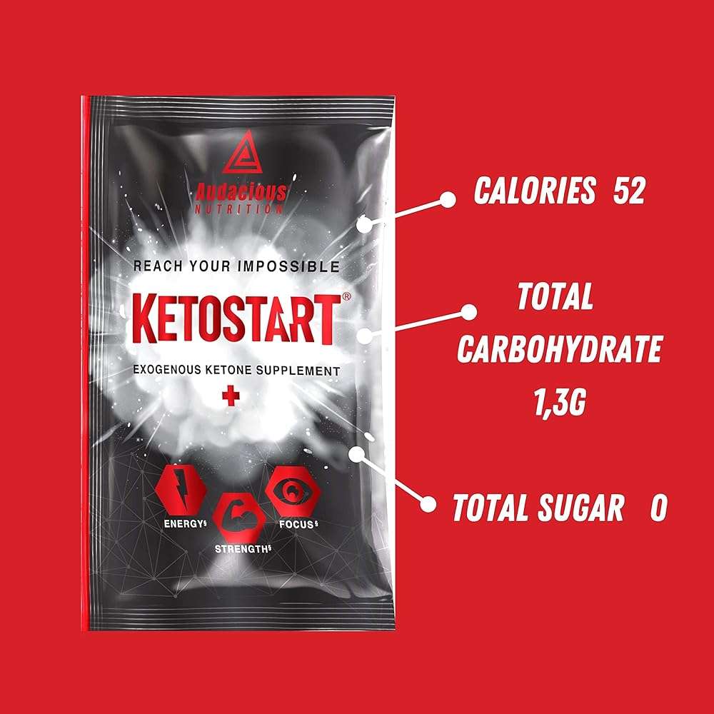 Audacious Nutrition KetoStart+ | Exogenous Ketones Powder with Electrolytes for Energy, Strength & Focus | with Caffeine | Raspberry Lemonade Flavor Electrolyte Powder (10x Ketones Drink Mix Packets) - Image 4