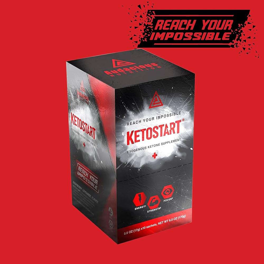 Audacious Nutrition KetoStart+ | Exogenous Ketones Powder with Electrolytes for Energy, Strength & Focus | with Caffeine | Raspberry Lemonade Flavor Electrolyte Powder (10x Ketones Drink Mix Packets) - Image 9