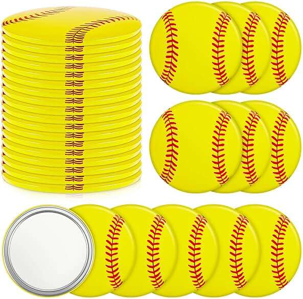 Taiyin 18 Pcs Softball Gifts Mirror for Girls Softball Goodie Bags Stuffers Party Favors Supplies Accessories Round 2.76 Inch Portable Makeup Mirror for End of Season Team Women Gift - Image 1