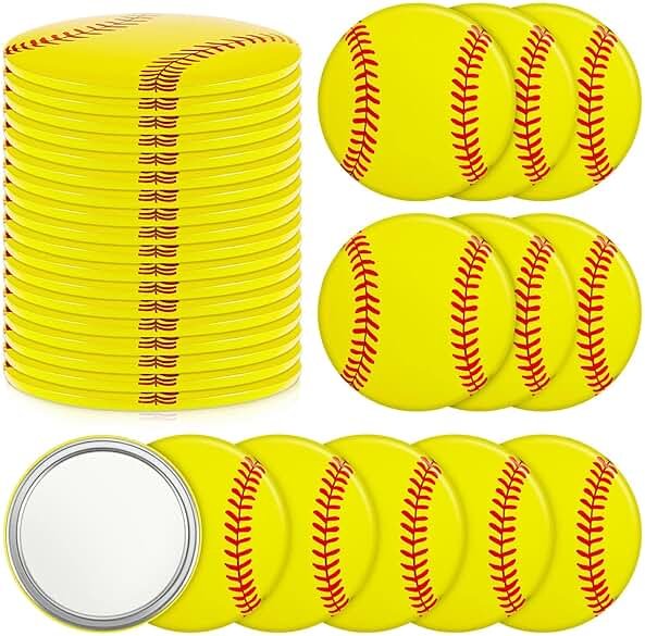 Taiyin 18 Pcs Softball Gifts Mirror for Girls Softball Goodie Bags Stuffers Party Favors Supplies Accessories Round 2.76 Inch Portable Makeup Mirror for End of Season Team Women Gift - Product Image