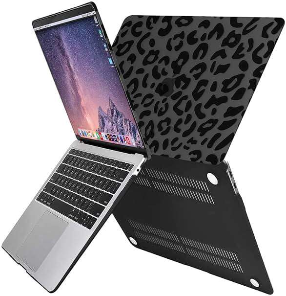 MOSISO Compatible with MacBook Air 13 inch Case 2022 2021 2020 2019 2018 Release A2337 M1 A2179 A1932 Retina Display, Plastic Leopard Grain Hard Shell Case&Keyboard Cover&Screen Protector, Black - Image 3