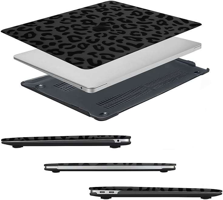 MOSISO Compatible with MacBook Air 13 inch Case 2022 2021 2020 2019 2018 Release A2337 M1 A2179 A1932 Retina Display, Plastic Leopard Grain Hard Shell Case&Keyboard Cover&Screen Protector, Black - Image 5