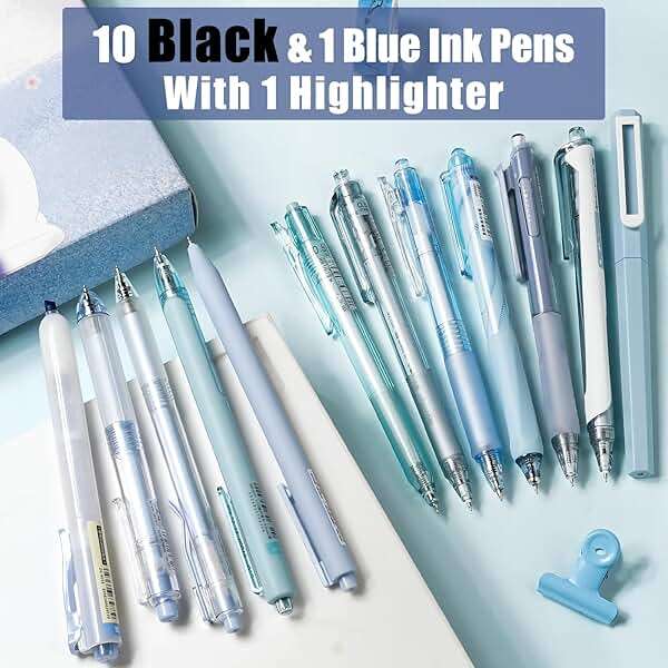 Four Candies Ocean Series Gel Pens, Black & Blue Ink Journaling Pens with 0.5 mm Fine Point, Cute School Office Supplies Aesthetic Desk Accessories, Set of 12 - Image 2