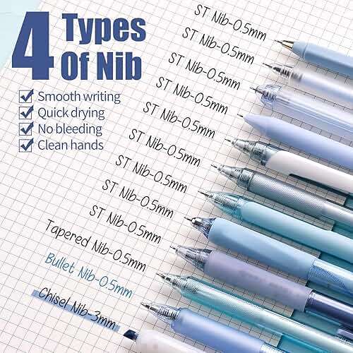 Four Candies Ocean Series Gel Pens, Black & Blue Ink Journaling Pens with 0.5 mm Fine Point, Cute School Office Supplies Aesthetic Desk Accessories, Set of 12 - Image 4