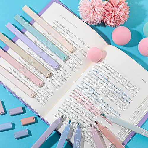 Meanplan 24 Pcs Aesthetic Cute Highlighters Double Ended Highlighter Mild Assorted Colors Pastel Highlighter with Soft Chisel Tip Pastel Markers No Bleed for Journal School(Vivid Color, Classical) - Image 7