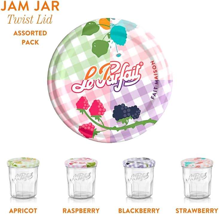 Le Parfait 11oz (324ml) French Glass Jam Jars – Reusable, Zero Waste & Eco-Friendly, BPA-Free Colorful Airtight Lids for Canning, Jam, Jelly & Preserves – Dishwasher & Freezer Safe, Made in France 6PK - Image 4
