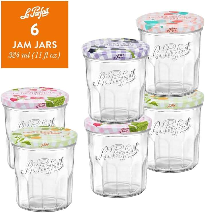 Le Parfait 11oz (324ml) French Glass Jam Jars – Reusable, Zero Waste & Eco-Friendly, BPA-Free Colorful Airtight Lids for Canning, Jam, Jelly & Preserves – Dishwasher & Freezer Safe, Made in France 6PK - Image 8
