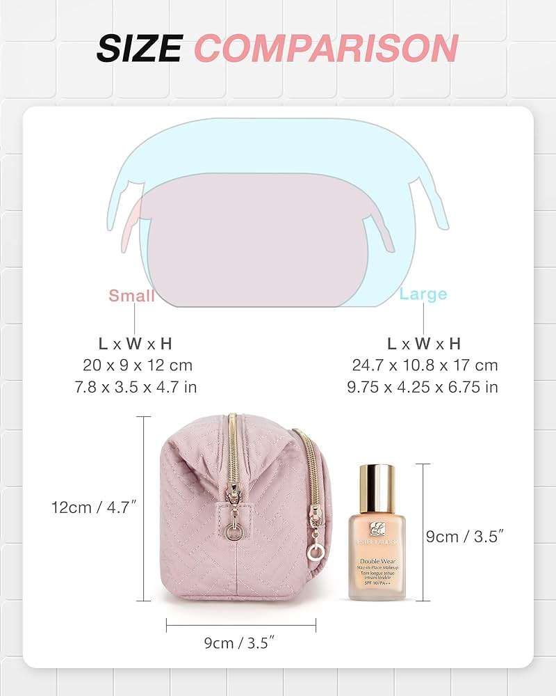 BAGSMART Travel Makeup Bag, Cosmetic Bag Make Up Organizer Case,Large Wide-open Pouch for Women Purse for Toiletries Accessories Brushes Pink - Image 5