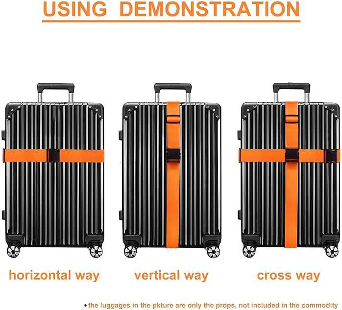 Luggage Straps for Suitcases TSA Approved Travel Belt 4 Pack by Chelmon(Orange) - Image 5