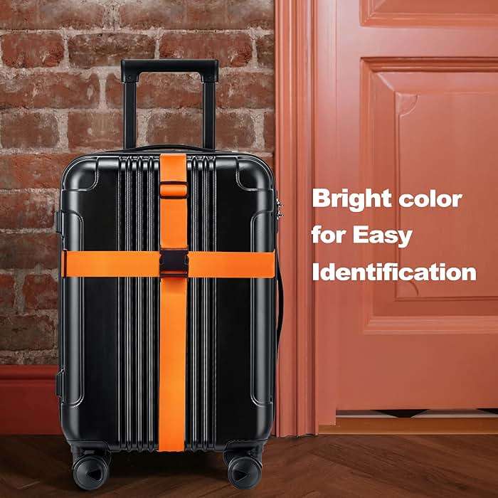 Luggage Straps for Suitcases TSA Approved Travel Belt 4 Pack by Chelmon(Orange) - Image 6
