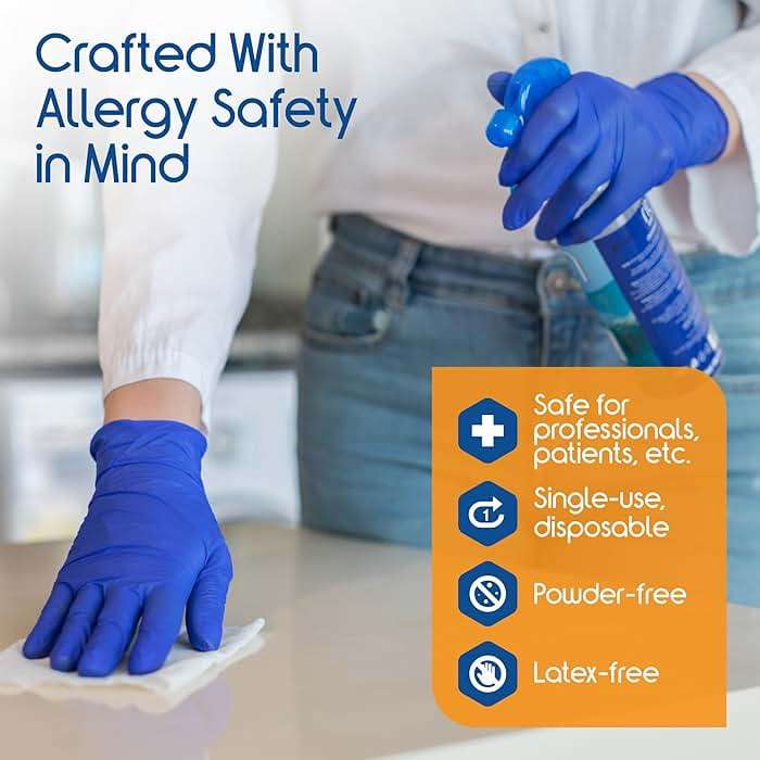 Inspire Black Nitrile Disposable Gloves | 4.5 Nitrile Safety Medical Exam Cooking Cleaning Disposable Black Gloves (Blue - Box of 100, Medium) - Image 4