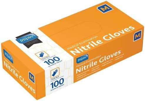 Inspire Black Nitrile Disposable Gloves | 4.5 Nitrile Safety Medical Exam Cooking Cleaning Disposable Black Gloves (Blue - Box of 100, Medium) - Image 8