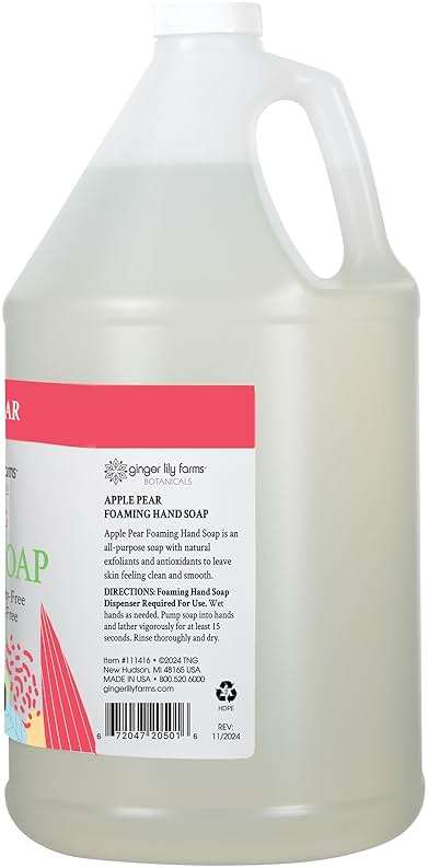 Ginger Lily Farms Botanicals All-Purpose Foaming Hand Soap Refill, 100% Vegan & Cruelty-Free, Apple Pear Scent, 1 Gallon (128 fl oz) - Image 2