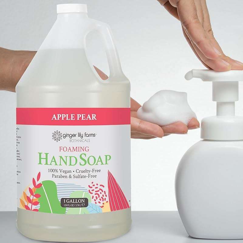 Ginger Lily Farms Botanicals All-Purpose Foaming Hand Soap Refill, 100% Vegan & Cruelty-Free, Apple Pear Scent, 1 Gallon (128 fl oz) - Image 6