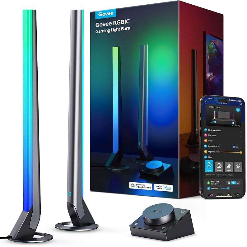 Govee RGBIC Gaming Light Bars H6047 with Smart Controller, Wi-Fi Smart LED Gaming Lights with Music Modes and 60+ Scene Modes Built, Works with Alexa & Google Assistant, Game Room Lights Decor - Image 1