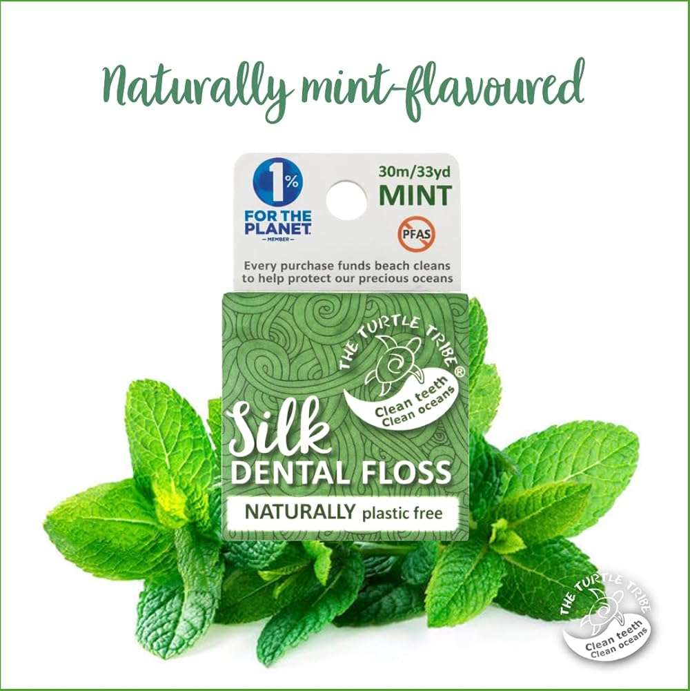 The Turtle Tribe® Natural Dental Floss, 33 Yards, 100% Pure Silk Floss, Plastic Free, PFAS Free, Funding Beach Cleans to Protect Our Precious Oceans, Mint Flavour - Image 3