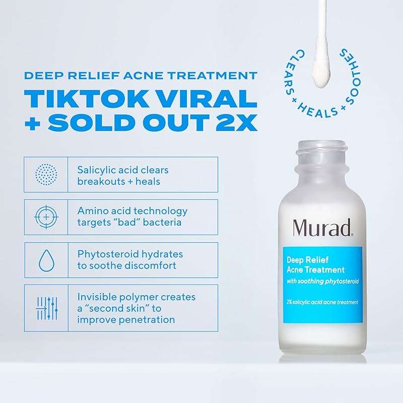 Murad Deep Relief Acne Spot Treatment with 2% Salicylic Acid – Patch-Like Liquid Treatment for Deep, Hormonal Acne & Breakouts – 1 Fl Oz - Image 3